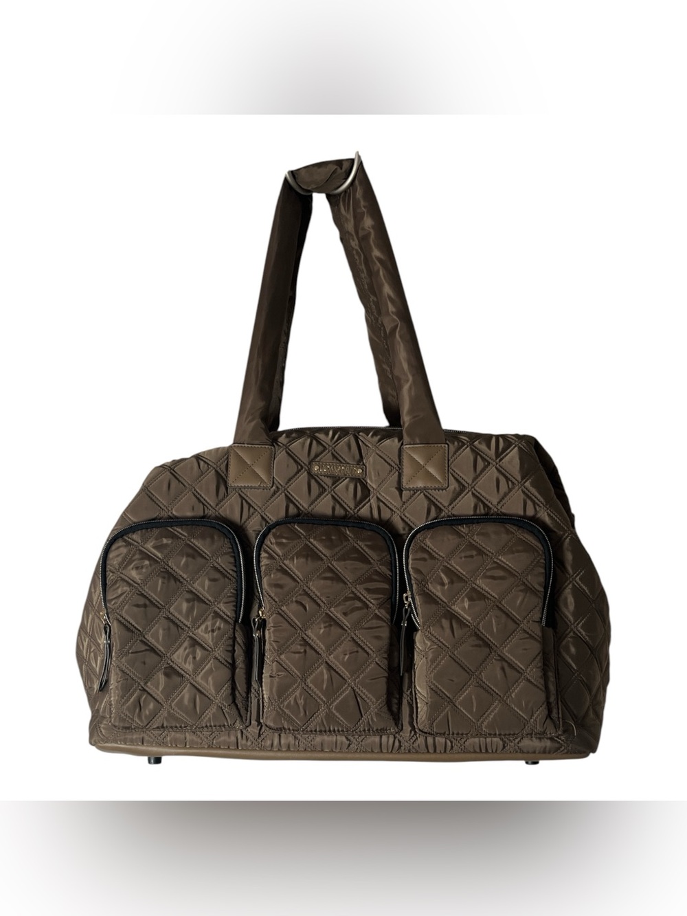 Joan & David Quilted Brown Duffel with Triple Front Pockets loads of space